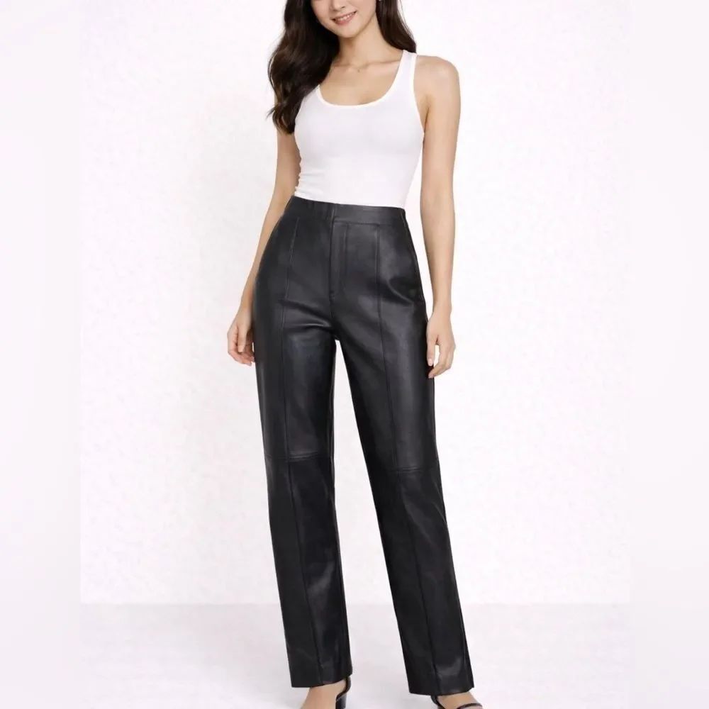 Wilfred Black Faux Leather Straight Leg Women’s Moto Grunge Holiday Pants Sz 2